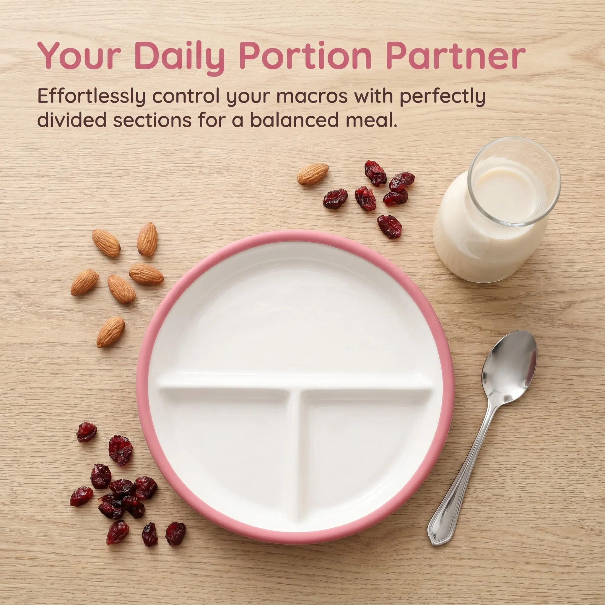 Divided Ceramic Cereal Bowl 3 Section Breakfast Dish Microwave Oven Safe Portion Control Dry Wet Foods Anti Soggy Bowl