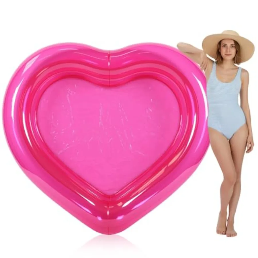 

Giant Heart Inflatable Swimming Pool Year-Round Fun for Ball Pits Fits 2-3 Adults with Patches Swimming Pools a Summer Pool Par