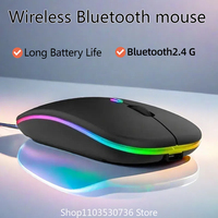 For XIAOMI Bluetooth Mouse Rechargeable Dual Mode DPI Adjustable Silent Wireless Mouse Ergonomic LED Keyboard Household Office