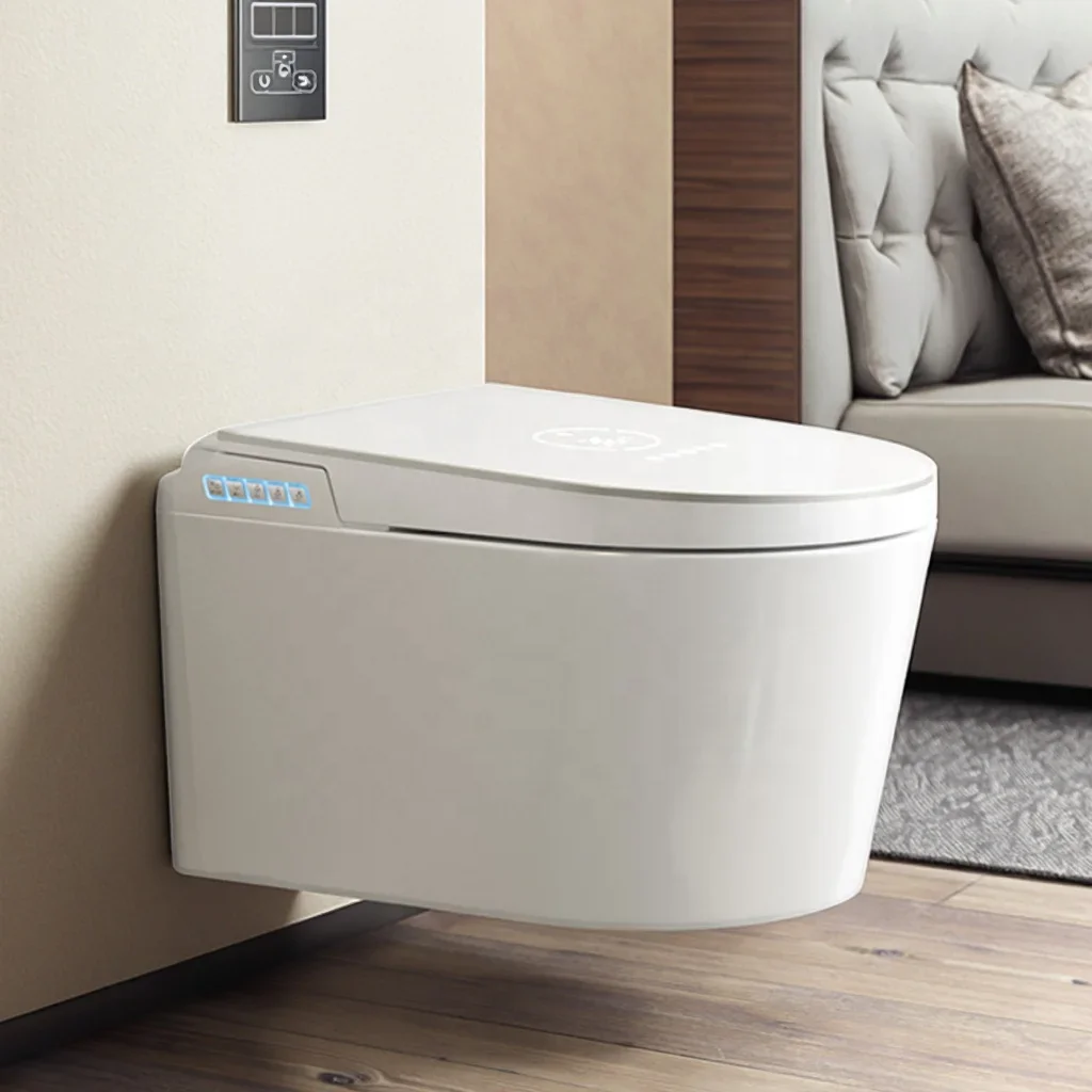 Smart Toilet Zero Water Pressure Automatic Cover P-Trap Drainage