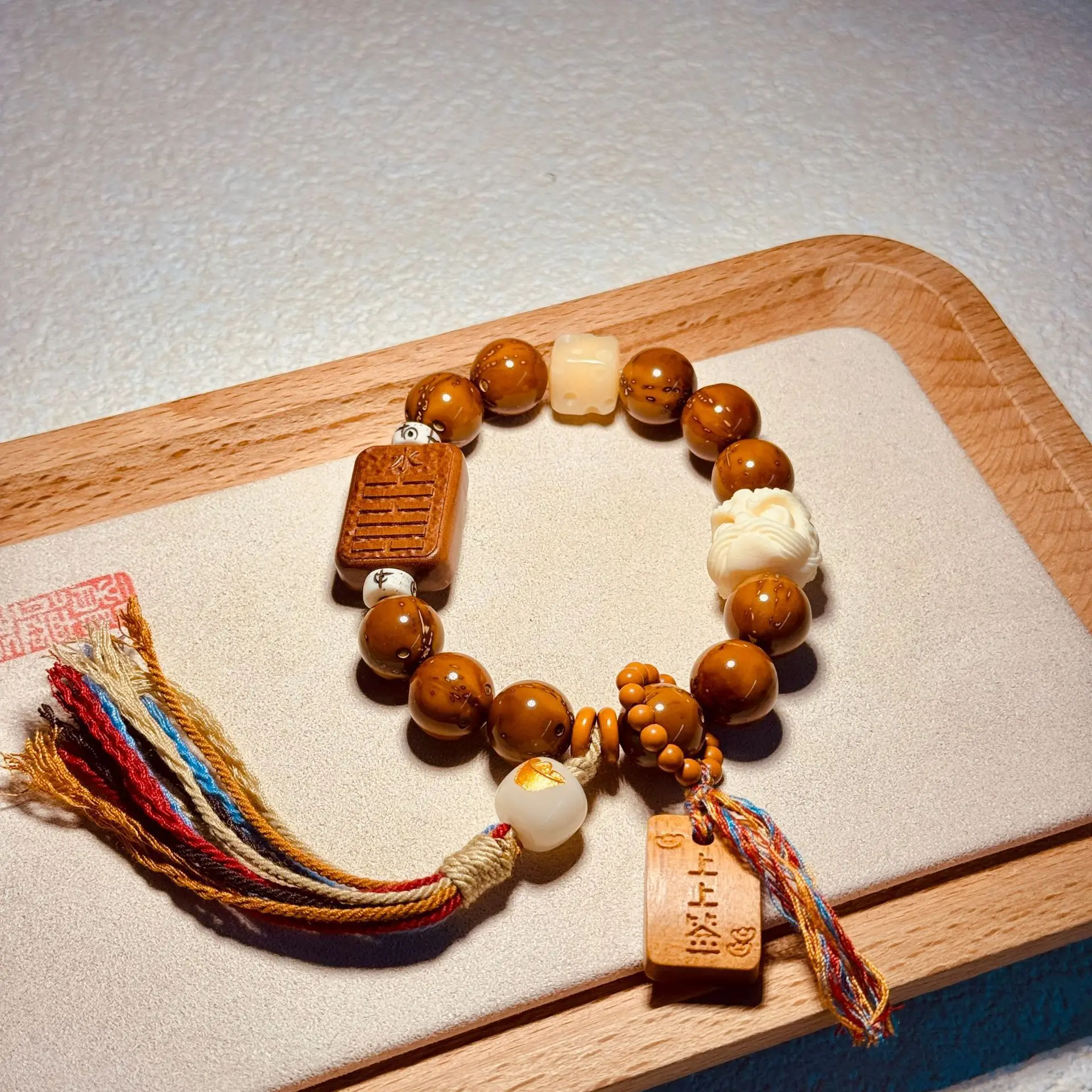 

Новый ручной шнурок «Восемнадцать детских бодхи» фиолетового и золотого цвета с мышью, оригинальный однотонный аксессуар для культурной игрушки с кисточкой из коридора и зодиака