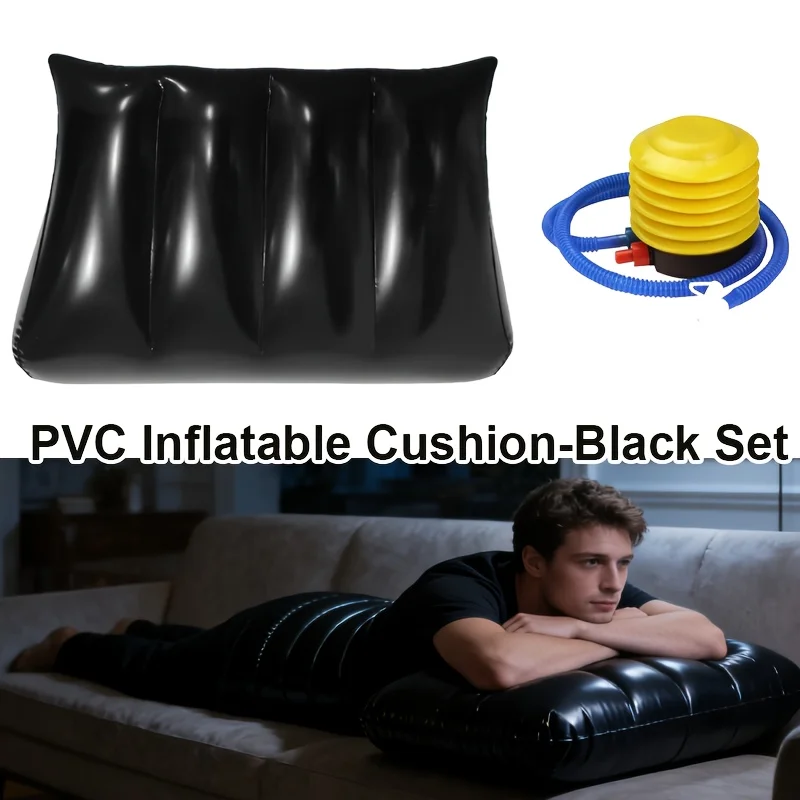 PVC Inflatable Cushion+inflation Pump Foldable Pillow Portable Suitable for Camping、Bedroom、Sofa、Leg Cushion、Backrest and More