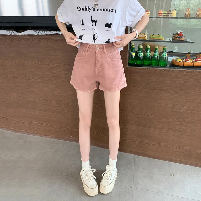 2024 summer new high-waisted denim shorts female loose design sense niche retro wide leg a word hot trousers thin section