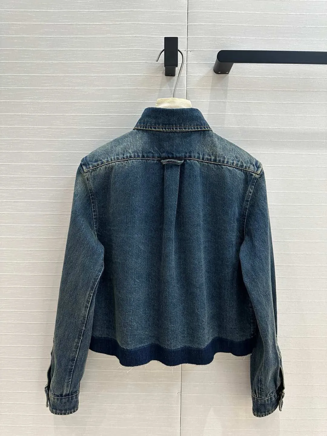 2025 Early Spring New Product Miu Series Girls' Outfit, Color Blocked Washed Denim Shirt With Denim Pleated Long Skirt,Versatile