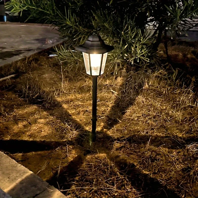 2-Pack Vintage Hexagon LED Solar Lights, Outdoor Pathway Garden Yard Decor, Plastic Material image 5