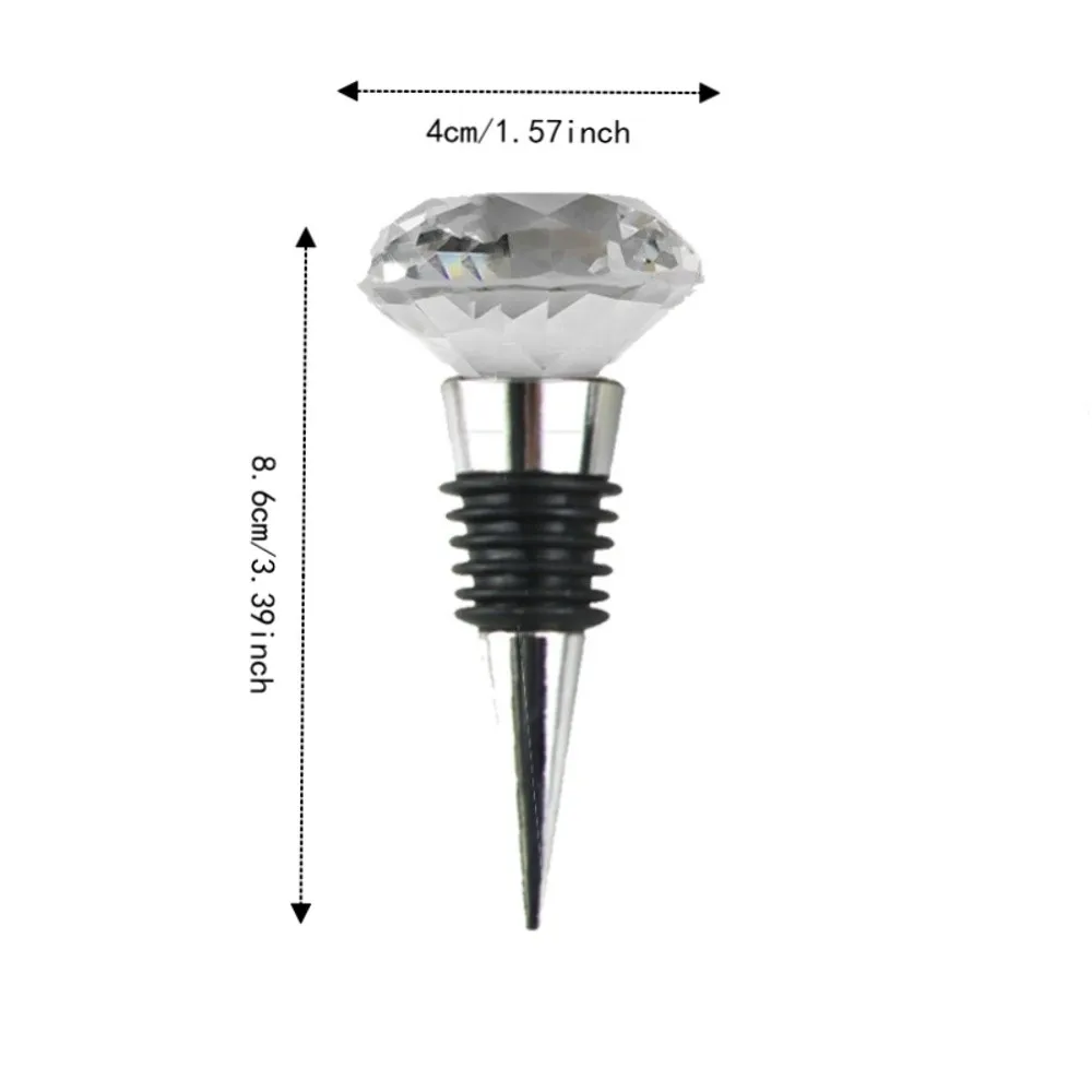 2PCS Bar Tool Zinc Alloy Diamond Wine Stopper Decorative Conical Wine Bottle Cork Reusable Crystal Wine Bottle Stopper Gift view 6