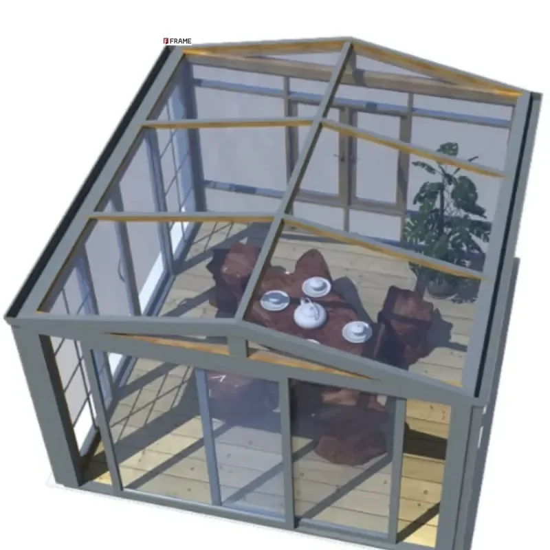Modern Design Free Standing Conservatory Aluminum Prefabricated Garden Room Tempered Glass Roof Triangle Molding for Outdoor