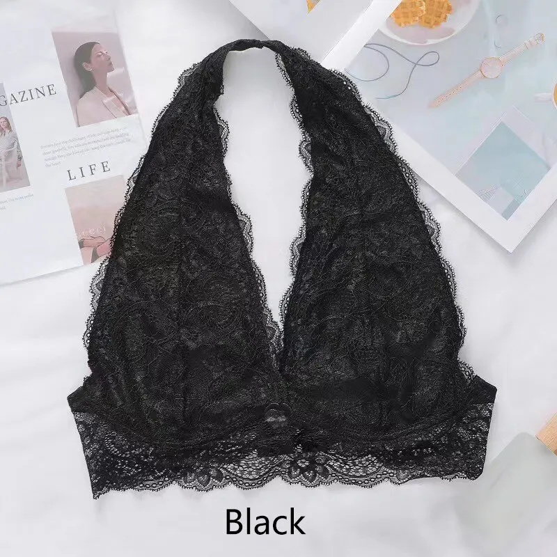 Women Lace Bra With Straps Camisole Underwear Black Free Size Breathable V Neck Soft Comfortabl Casual