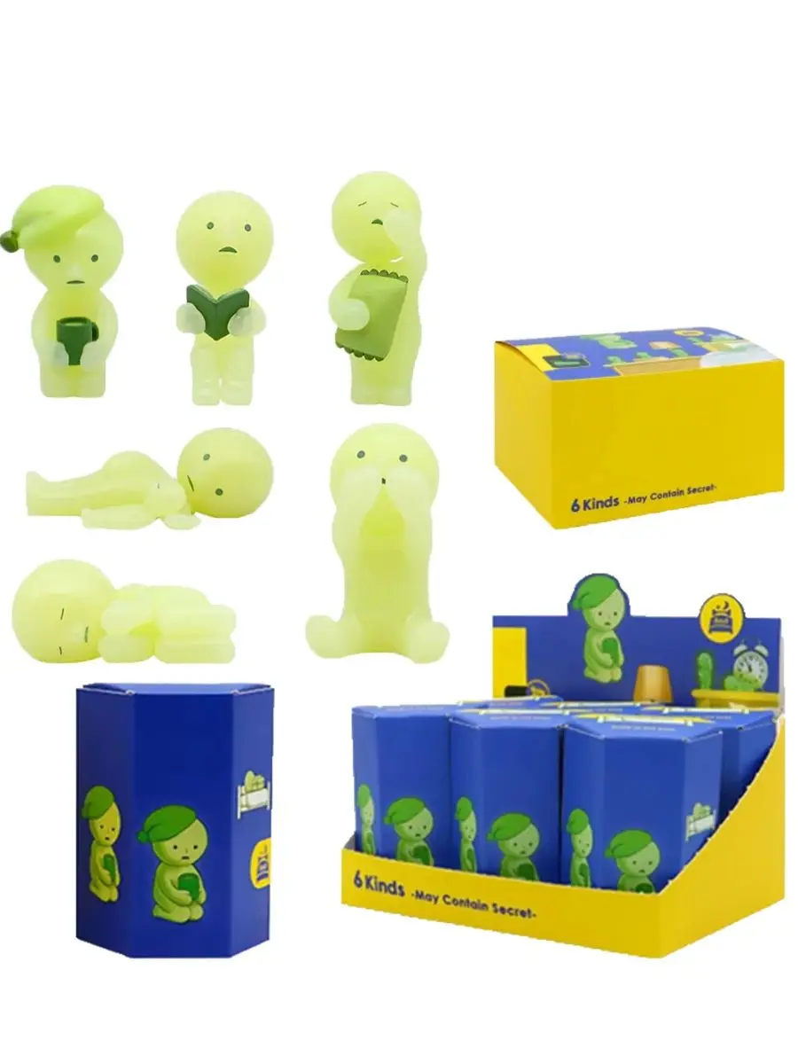 Cadeau Een Serie van Meerdere Noctilucent Groene Poppen Blind Mystery Box Actiefiguren Decoratie Bureaumodel Speelgoed Voor Een Verrassing - afbeelding 2
