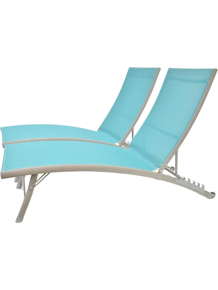 

Clearwater 6 Position Aluminum Stackable Lounger Set with Wheels, Made with Premium Durable Outdoor Fabric - 265 Lb Capac