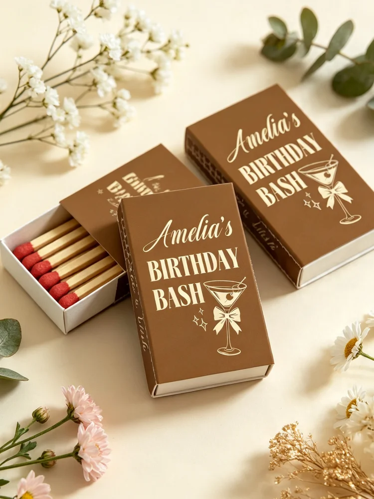 Custom Photo Match Boxes Personalized Birthday Bash Favors Custom Age 30th Birthday Souvenir Bulk Custom Picture