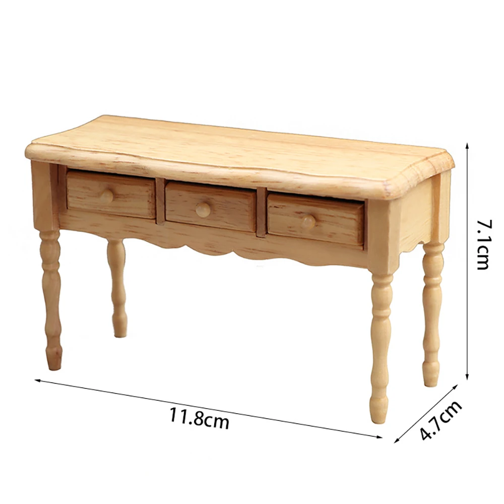 1/12 인형 집 미니어처 나무 책상 미니 테이블 가구 모델 장난감 인형 집 액세서리 장식 ob11 bjd