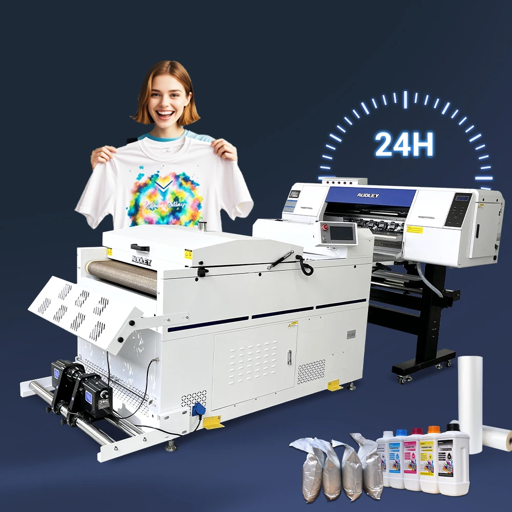 AUDLEY S7070 Digital DTF A1 Printer 60CM Head Multicolor Automatic Inkjet PET Film Powder Shaking Flatbed Roll-to-roll Printer