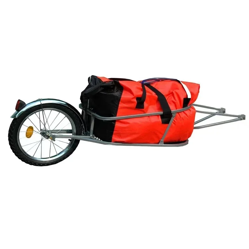 BTN OEM Single Wheel Fat Tire Bicycle Cargo Trailer for Hunting Steel Frame Electric Bike Trailer with Suspension  FOB 135USD