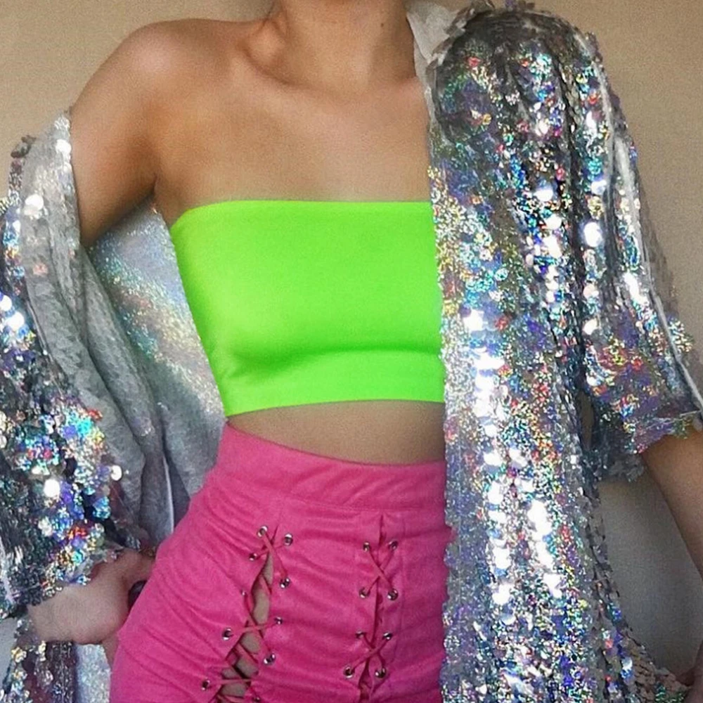 Fashion Summer Women\'s Bras Lingerie Vest Cropped One-Shoulder Polyester Sexy Stretch Bandeau Basic Breathable