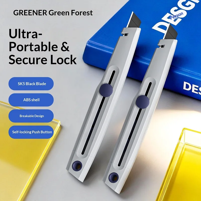 Greener Professional Retractable Utility Knife,9/18mm Multi-purpose Industrial Safety Cutter SK5 Blade Self-Lock Snap Off Design