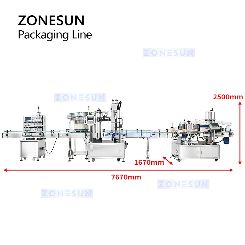 ZONESUN สายบรรจุขวดทริกเกอร์อัตโนมัติโครงการ Turnkey ผงซักฟอกบรรจุของเหลวเครื่องติดฉลาก Capping ZS-MPCL1