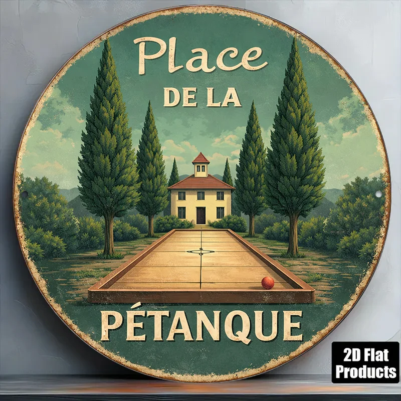 2D Flat Round Sign, Retro Plaque about 