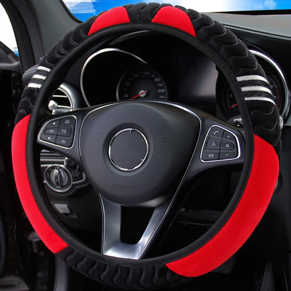 Cute Car Steering Wheel Cover Little Monster Styling Decor Steering Wheel Elastic Covers for Men Women Winter Plush Warm Cover