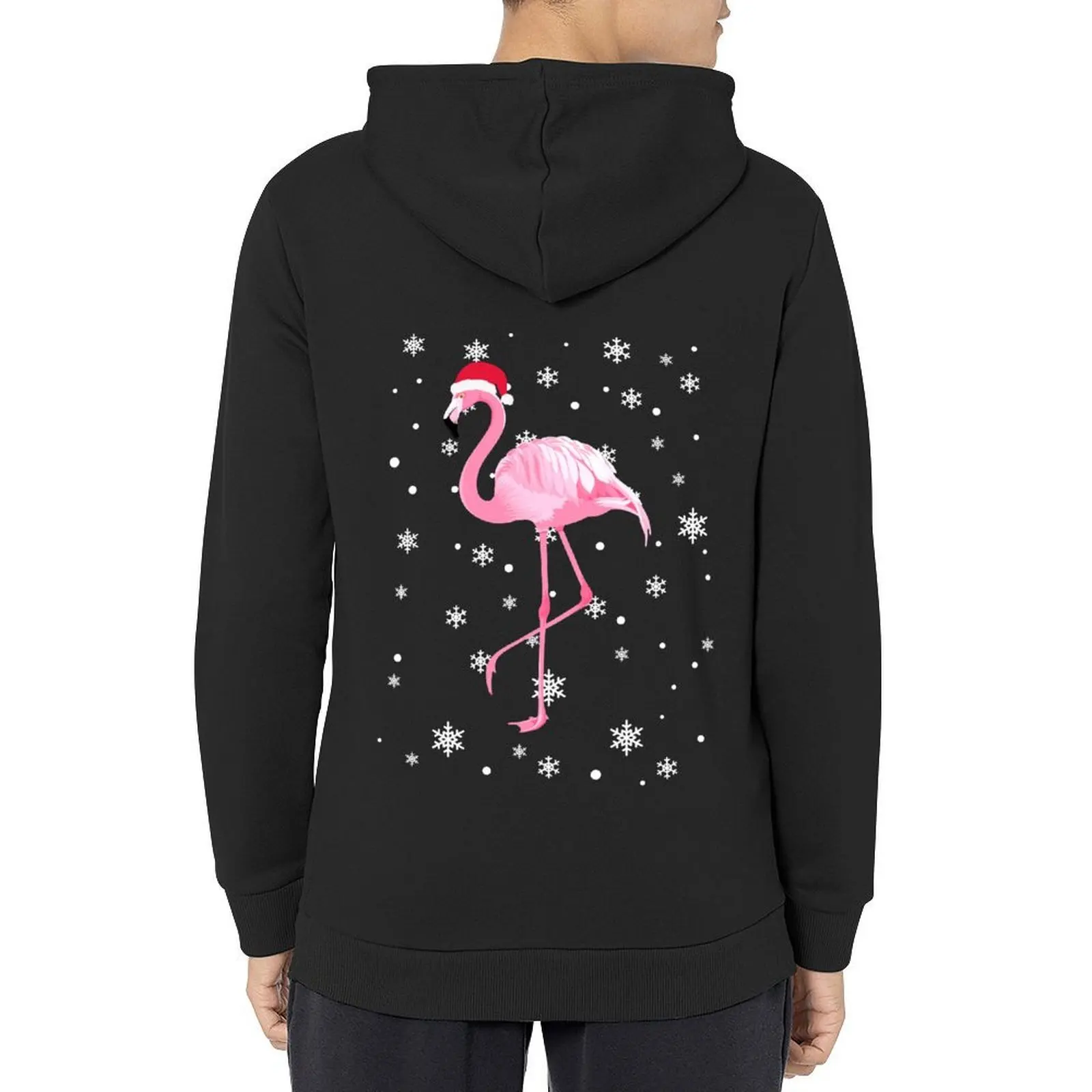 

FLAMINGO CHRISTMAS with snowflake Hoodie men's clothes male clothes hooded shirt mens clothing hoodie men