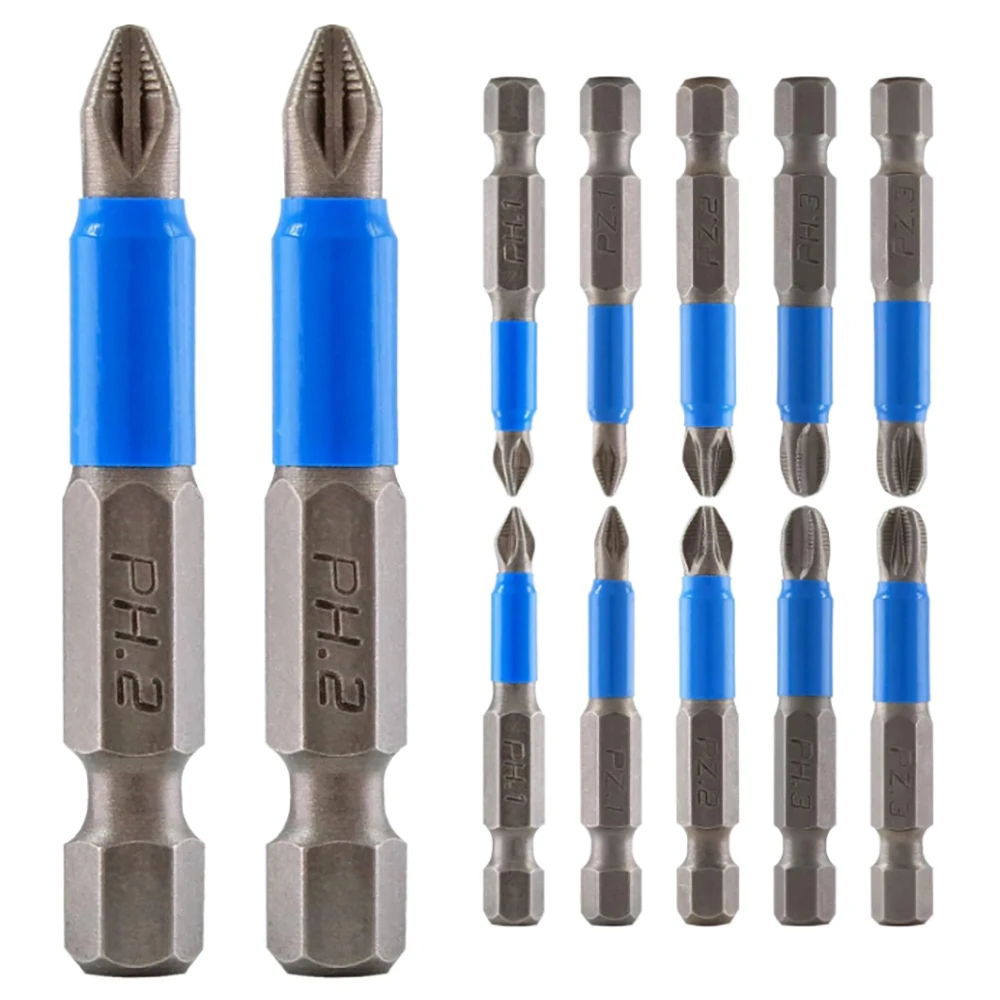 Magnetic Anti-Slip Screwdriver Bits Set PH1 PH2 PH3 PZ1 PZ2 PZ3 Hex Shank Phillips Screw Head Screwdriver Bits Tool Accessory