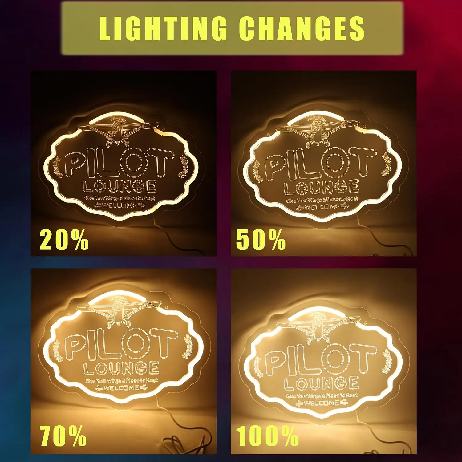 Pilot Lounge LED Neon Sign USB Powered Neon Light Wall Hanging Lamp For Man Cave Bar Home Pub Art Wall Decor Party Gift