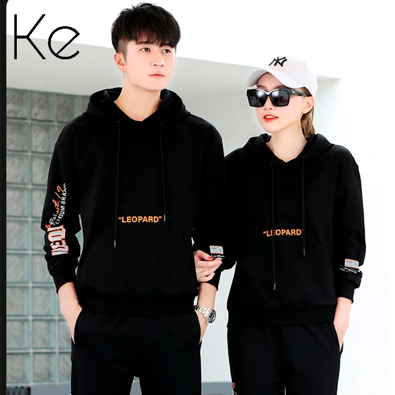 

KE531 spring new trend couple unisex wear sports suit women's casual hooded sweater men's spring and autumn tide tracksuit