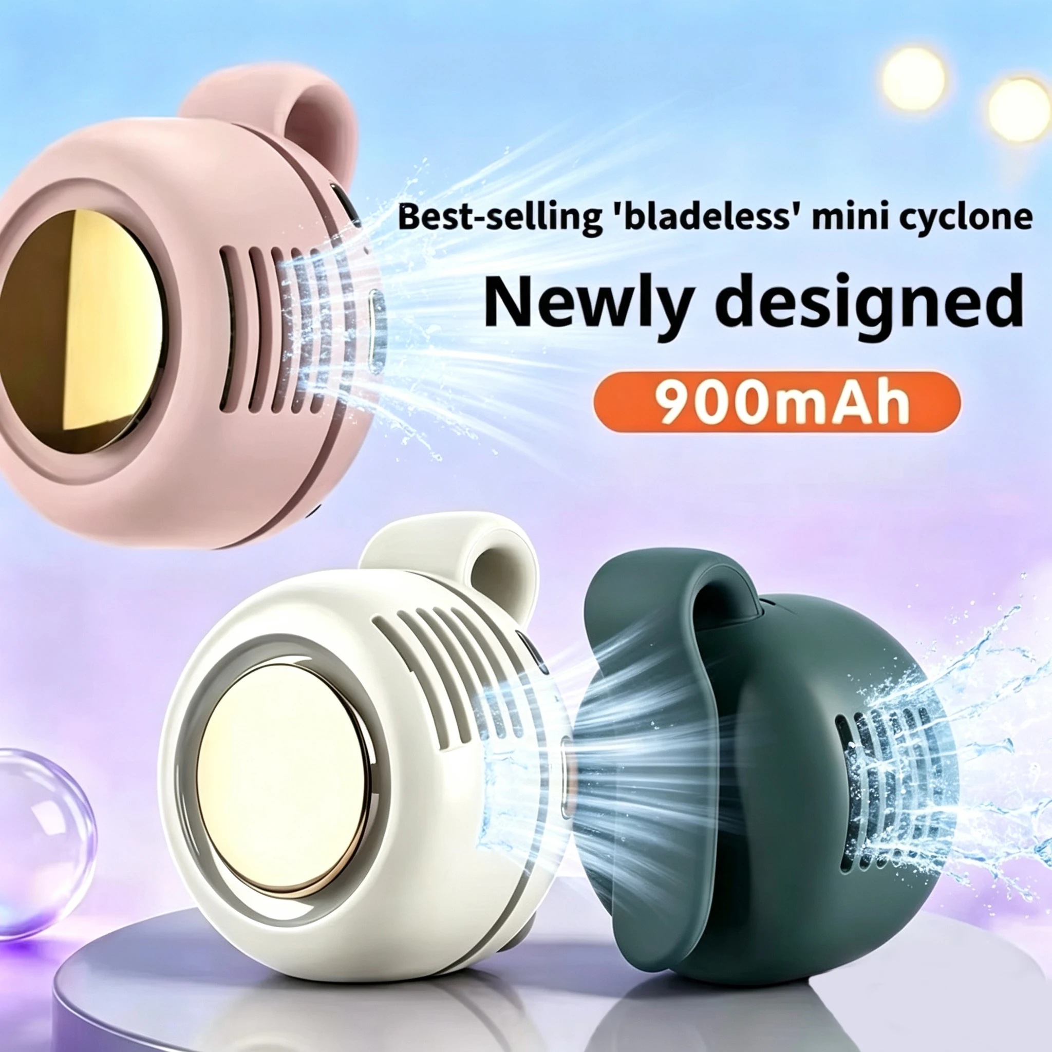 Nouveau ventilateur sans pales Whirlwind 2026 avec design à bouton portable, recharge USB, mini-ventilateur silencieux et portable pour la maison et les voyages en extérieur