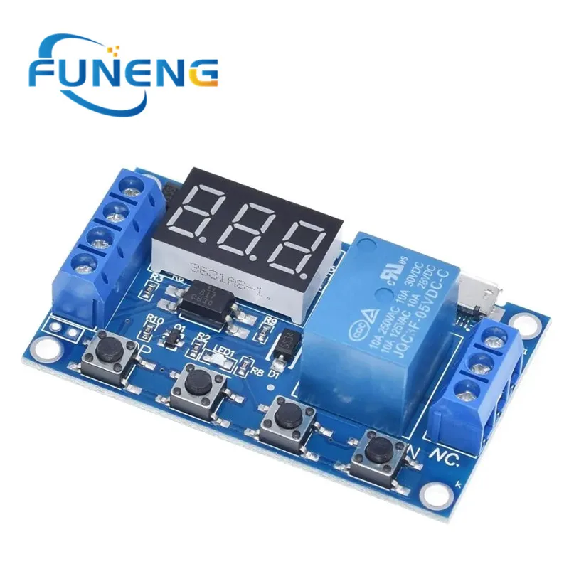 1PCS DC 6-30V Support Micro USB 5V LED Display Automation Cycle Delay Timer Control Off Switch Delay Time Relay 6V 9V 12V 24V