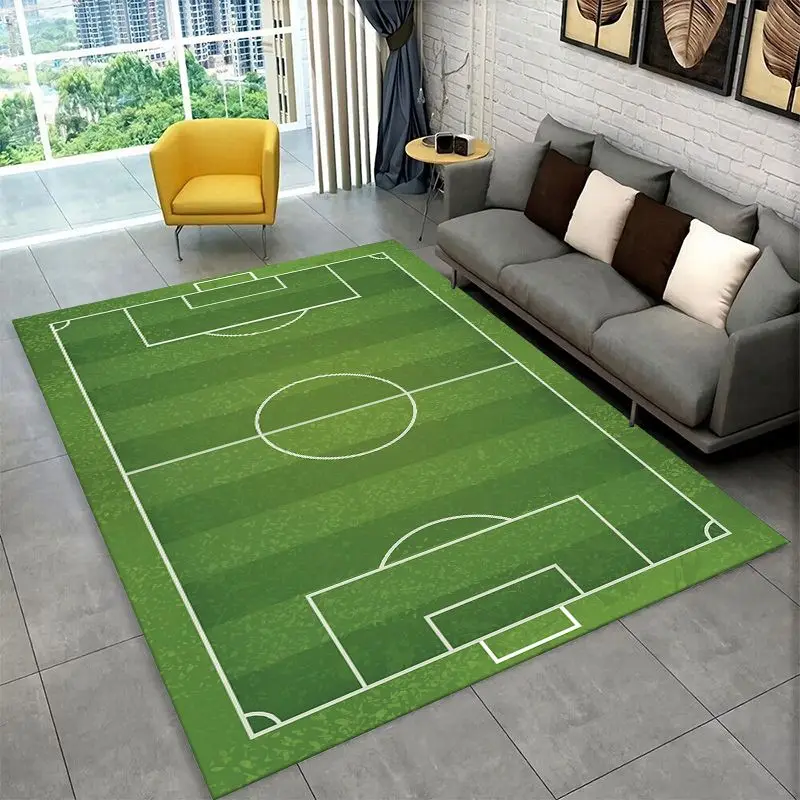 Green Football Field Soccer Art Sport Large Area Rug Non-slip Carpet for Bedroom Living Room Sofa Doormat Home Decor Floor Mat