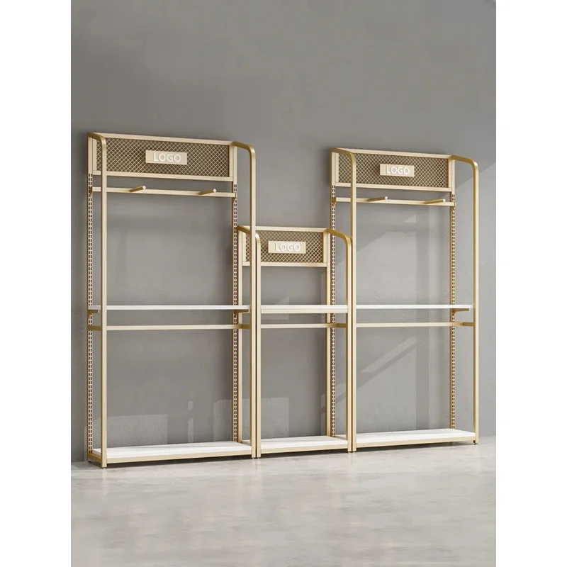 custom.Luxury Clothing Store Display Rack Floor Stand Clothing Rack Men Garment Store Rack Stainless Steel