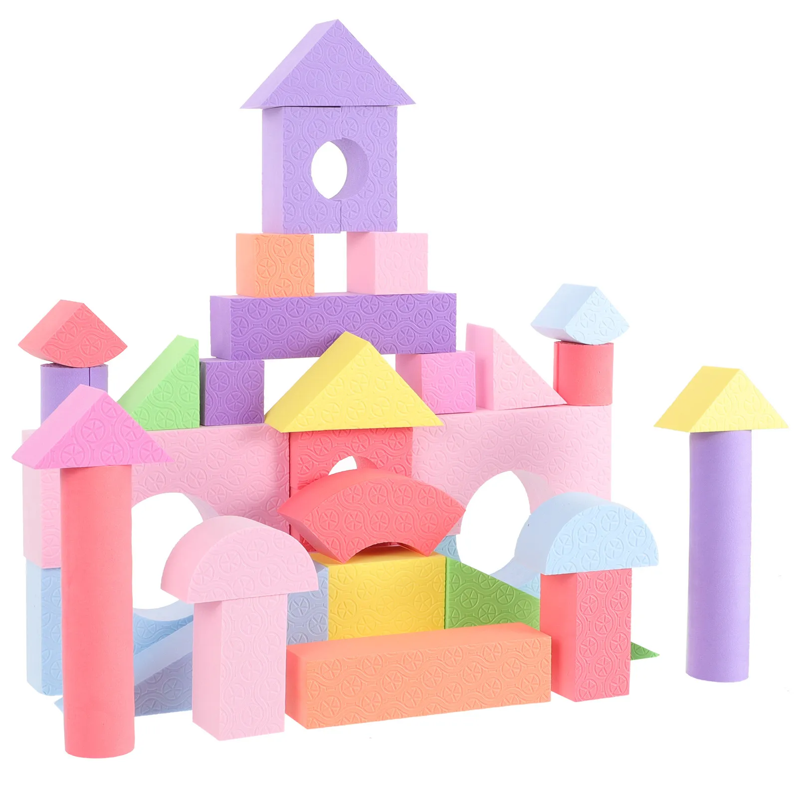 

52Pcs Eva Colorful Shape Stacking Blocks Preschool Learning Educational Cognitive Skills Hand Eye Coordination for Toddlers