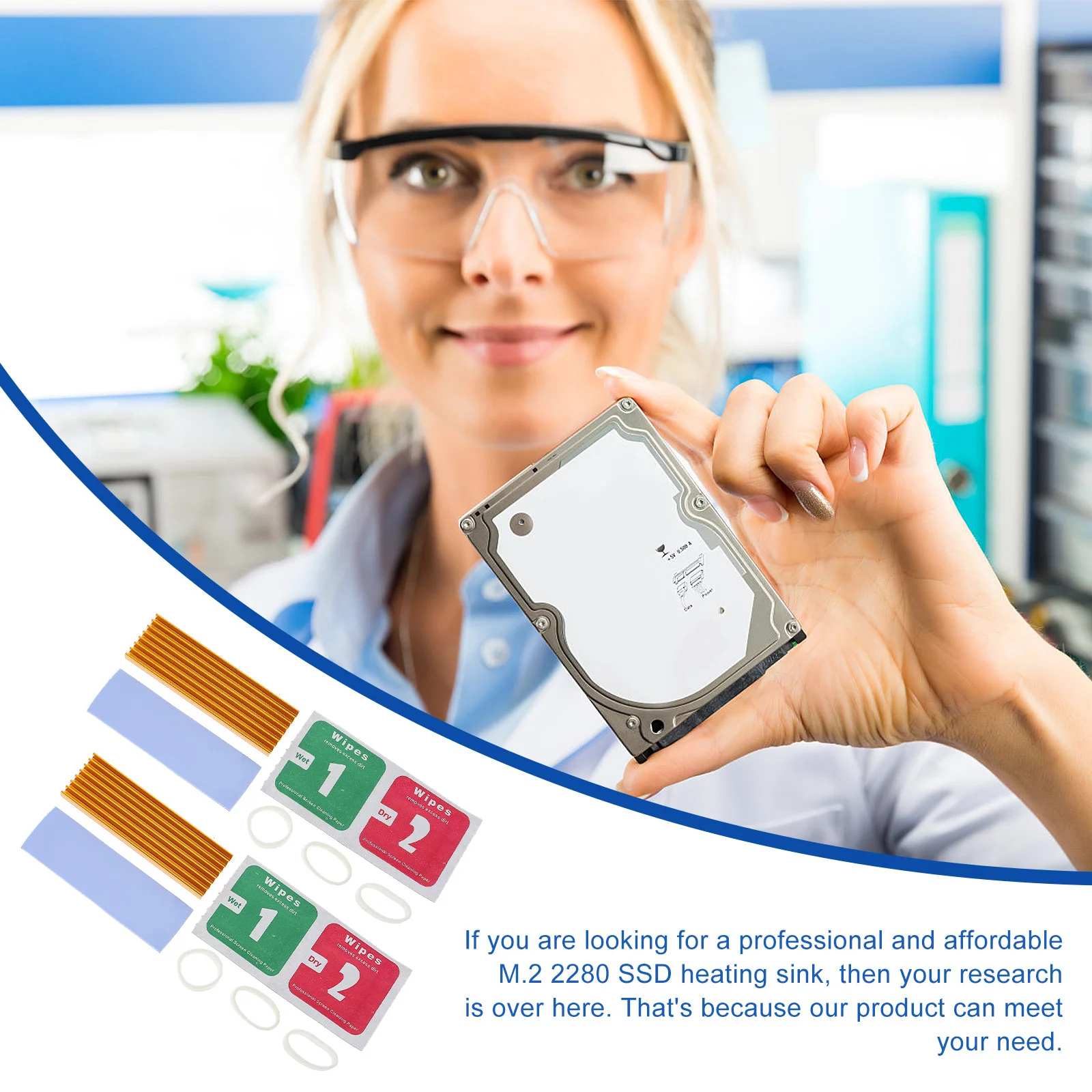 

2 set Aluminum Ssd Heat Sink 2.2 2280 M.2 Solid State Drive Cooling Fin High Performance Thermal Conductive Metal Cooler For