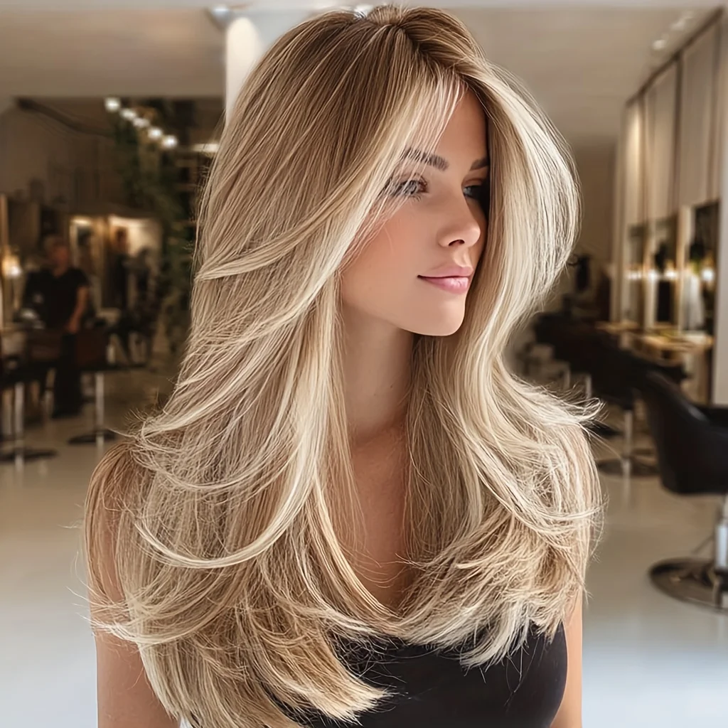 22-inch Gradient White Platinum Wig for Women – Heat-resistant synthetic fiber, ideal as a birthday gift and for daily wear