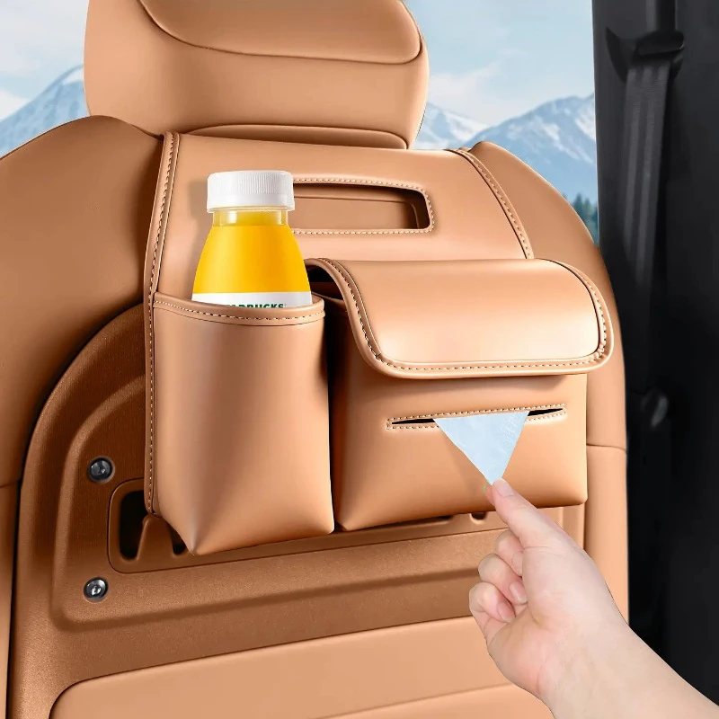 for Chery ICAR ICAUR V27 Car Seat Back Hanging Tissue Box with Cup Holder Multi-Function Storage Organizer Interior Accessories