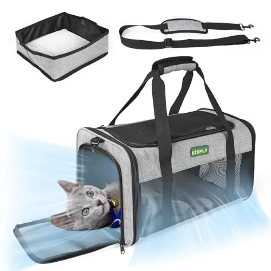 

TSA Approved Pet Carrier in Cabin 17"x11"x9.5" Soft Cat Carriers for Small Cats up to 12 lb Top-Open Portable Dog Carrier with