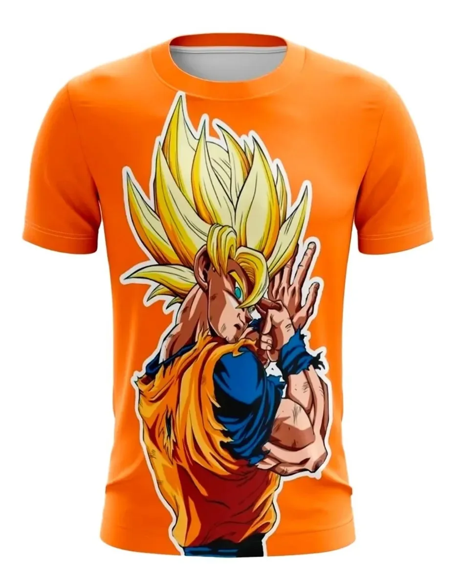 

Летняя популярная футболка с рисунком Dragon Ball Super Saiyan Sun Wukong, оранжевая футболка для мужчин и женщин, большая повседневная спортивная футболка