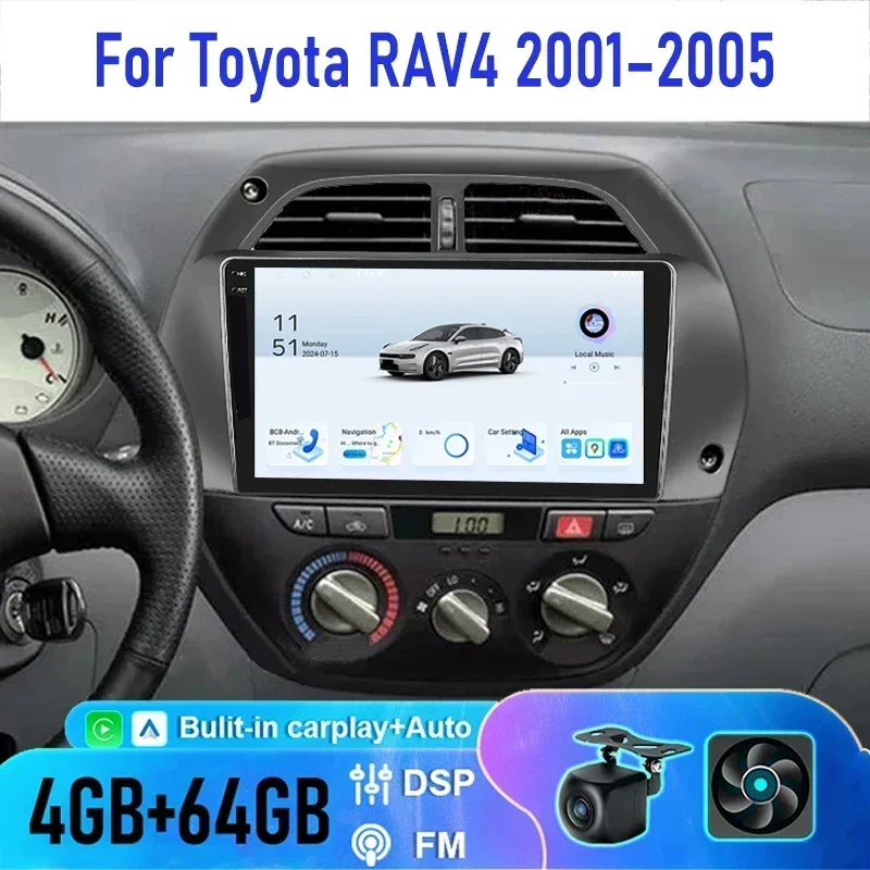 Carplay Screen for Car, 9inch Carplay Car Radio For Toyota RAV4 2001–2005 with Mirror Link/Backup Camera/GPS Navigation