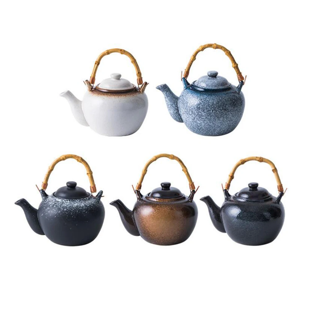 

Ceramic Teapot Handheld Tea Brewer Water Jar Wooden Handle Kettle Retro Design Elegant Fashion Simple Shape Enjoy Leisure Time