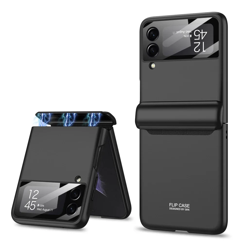 For Samsung Galaxy Z Flip 4 3 Case Skin-feeling Magnetic Hingle Lens Film All-inclusive Folding Shockproof Protection Back Cover