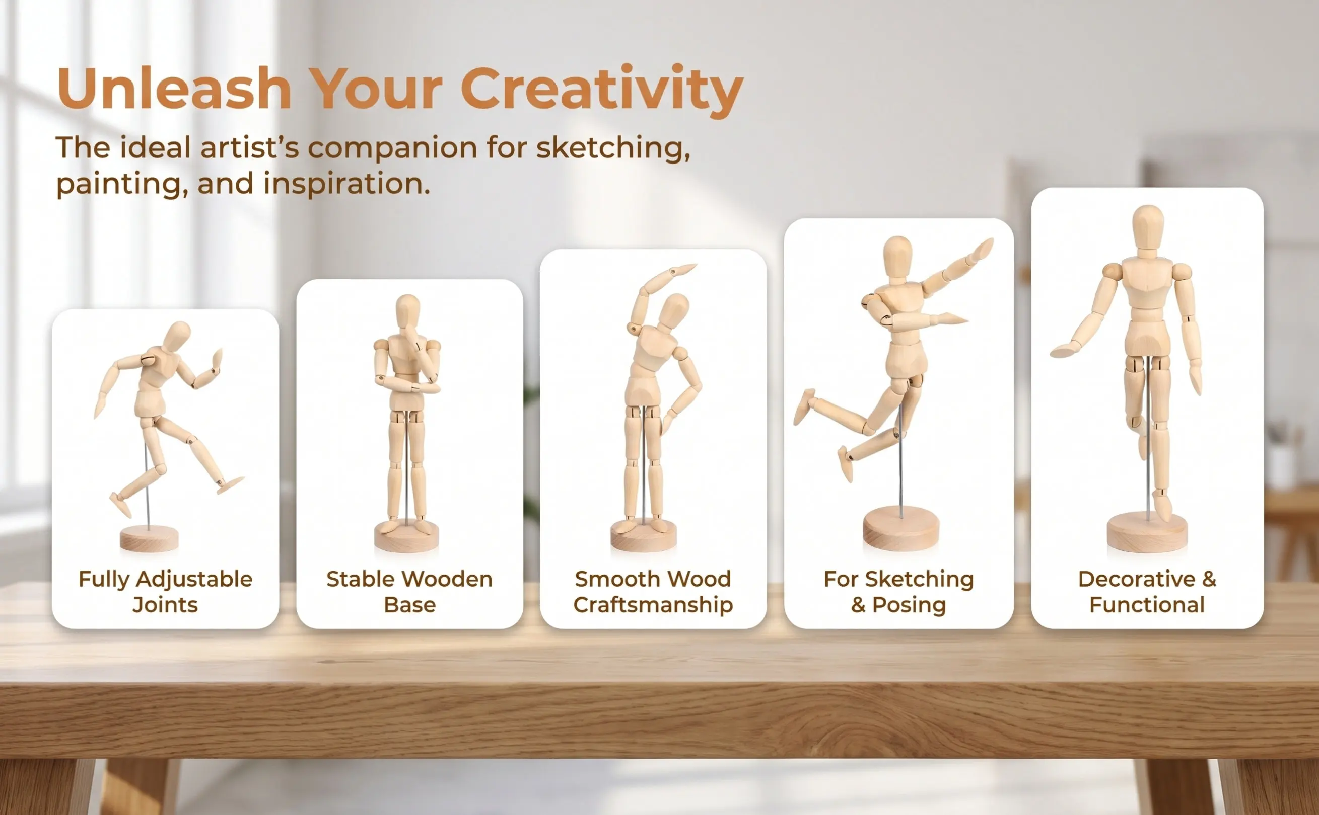 Wood Wooden Mannequin for Artists Posable Joint Drawing Figure Flexible Body Sketch Painting Stand Wooden People Figures