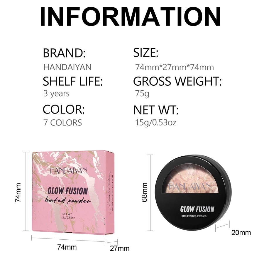 Gesichts-Highlighter-Palette, hochglänzende Gesichts-Bronze-Farben-Palette, natürliches Leucht-Finish, Perlenschimmer, glattes, gebackenes Puder