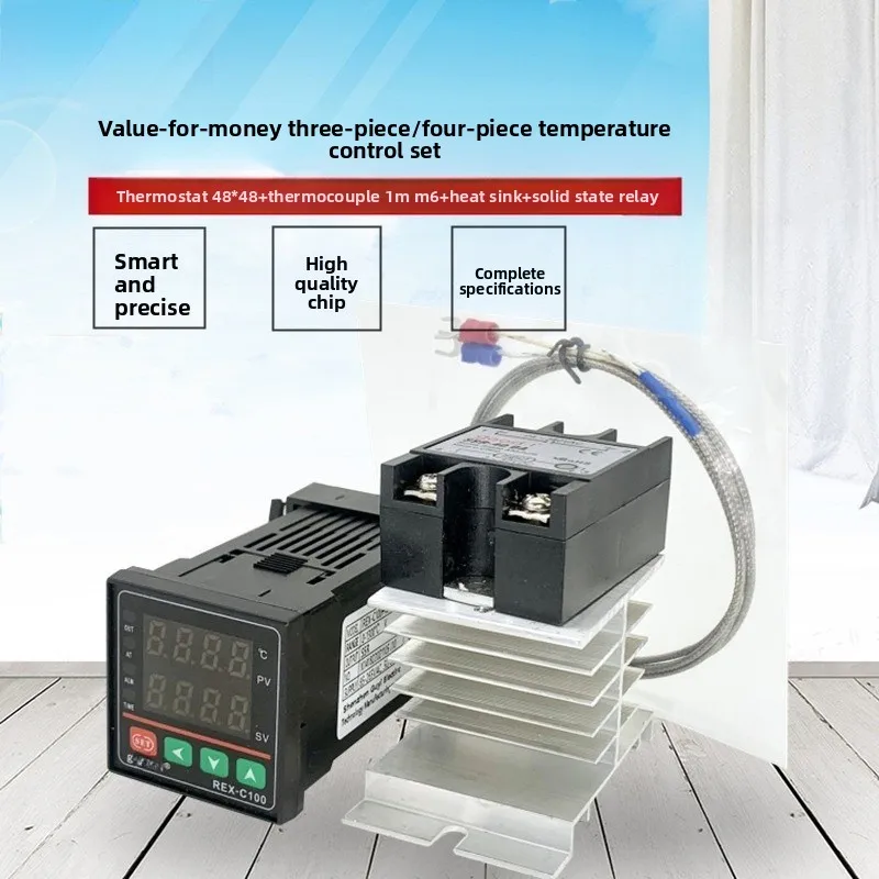 REX-C100 Thermostat Kit with SSR 40DA Heat Sink K Type Thermocouple