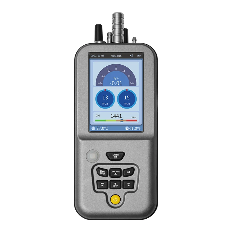 

HZ-012 Portable Gas Leak Detector Air Quality Monitoring Equipment With TVOC O3 PM2.5 CO2 Detection Gas Analyzer