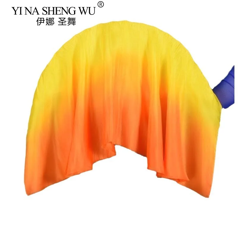 Chinese Folk Gradient Color Imitation Silk Fan for Yangko Dancing Performance Bamboo Rib Hand Belly Dance Fan Stage Show Props