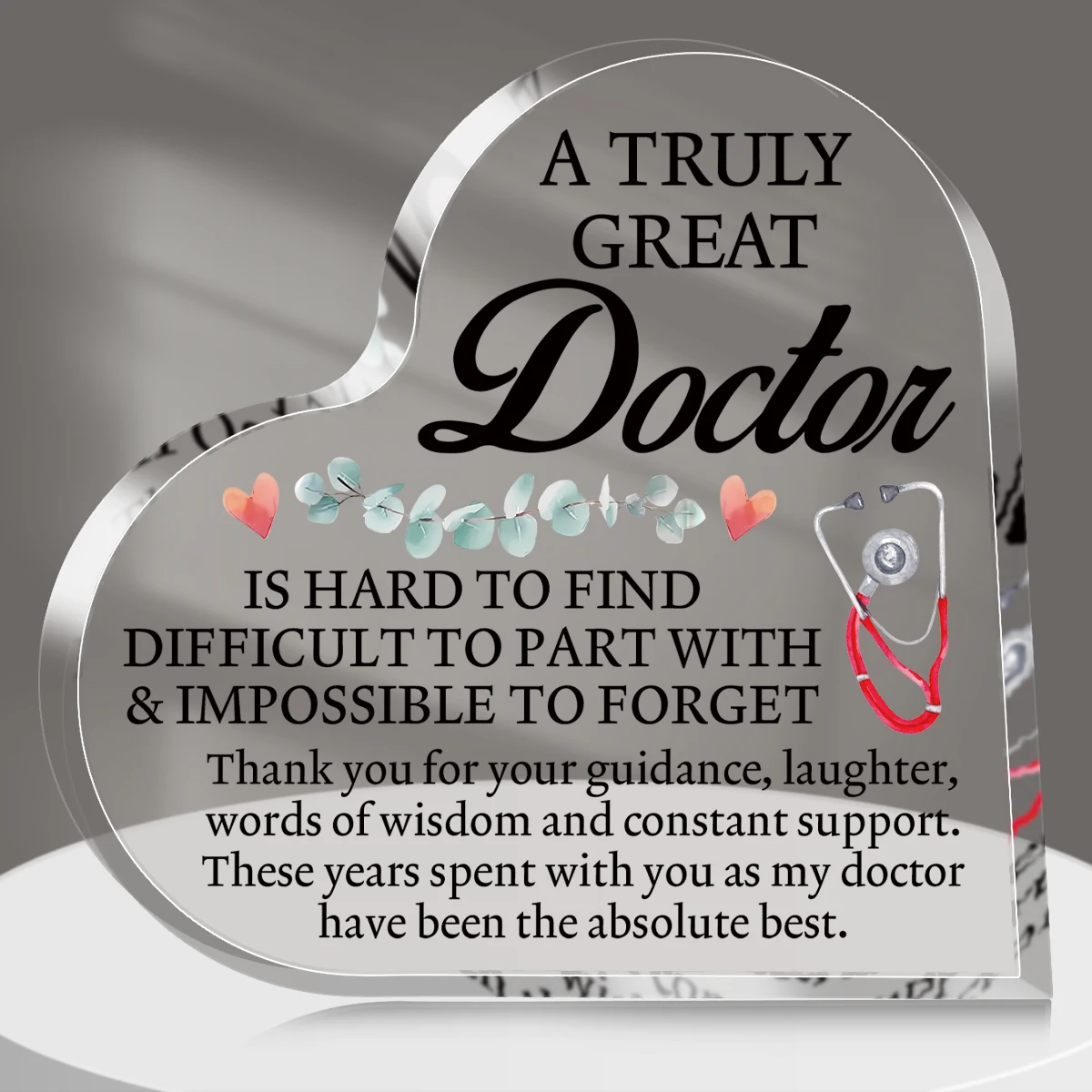 1PC Thank You Doctor Plaque Heart Shaped Acrylic Desk Decor,Doctor Appreciation Gifts For Men Women,Thank You Gifts For Doctors