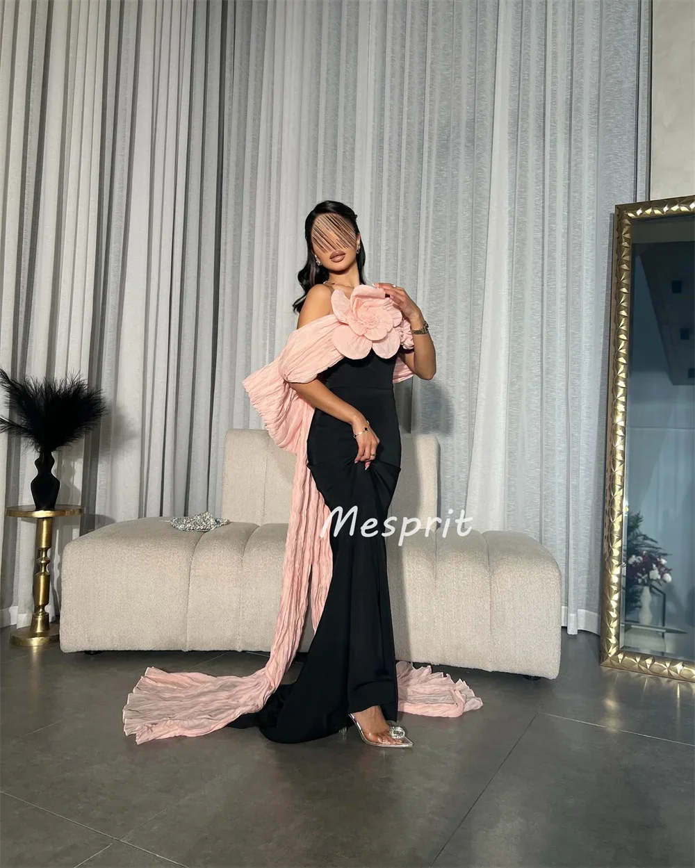 Customized Fashion Simple Jersey Pleat Ruched Handmade Flower Mermaid Off-the-shoulder Long Dresses Bespoke Occasion Dresses Exq