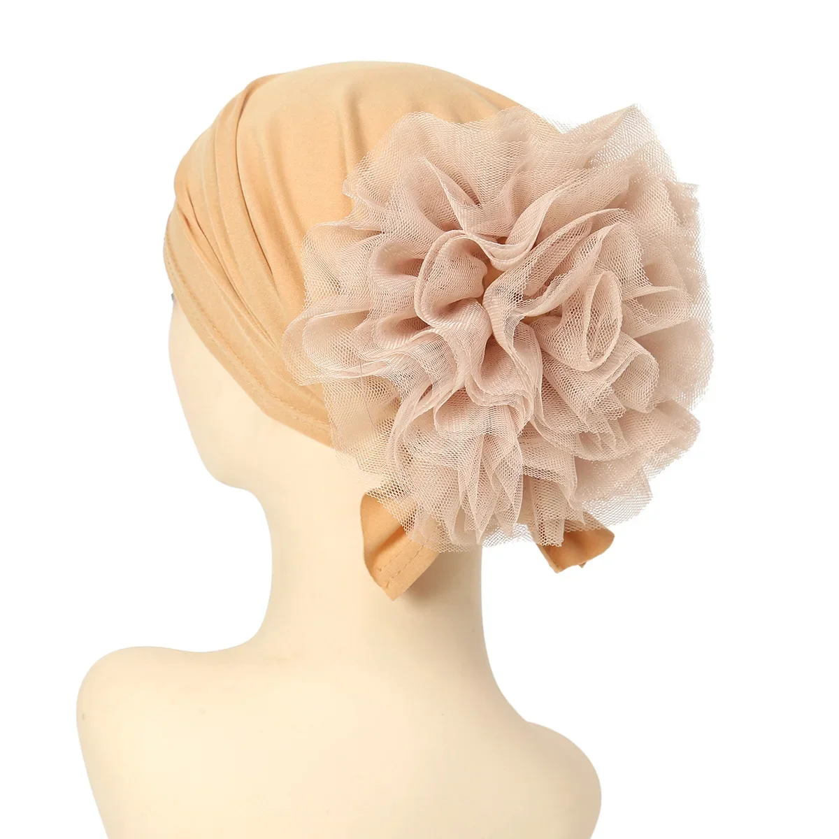 

New Mesh Flower Beanies Women Muslim Hijab Turban Bonnet Chemo Cap Hair Loss Headscarf Head Wrap Lace Up Headwear Turbante Mujer