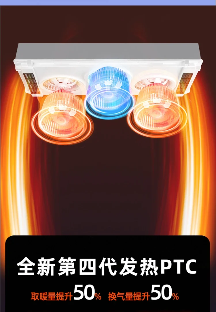 220V Multifunctional Bathroom Heat Integrated Ceiling Exhaust Fan; Stay Warm and Well-Lit at the Same Time