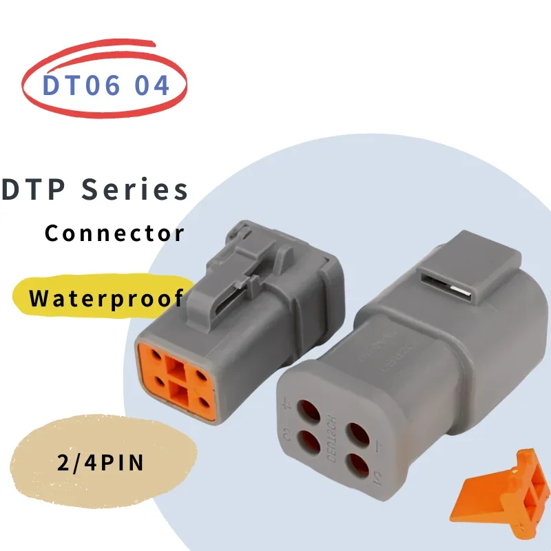 5Sets Deutsch DTP 2 Pin 4 Pin Gray Male Female Waterproof Electrical Auto Connectors Plug DTP06-2S DTP04-2P DTP06-4S DTP04-4P